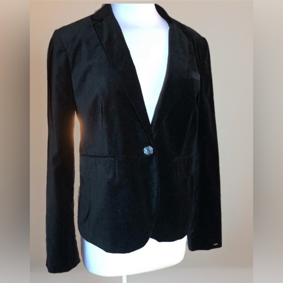 Tommy Hilfiger Jackets & Blazers - Tommy Hilfiger Black Velvet / white polka dot jacket - impulse purchase 12 -NWOT